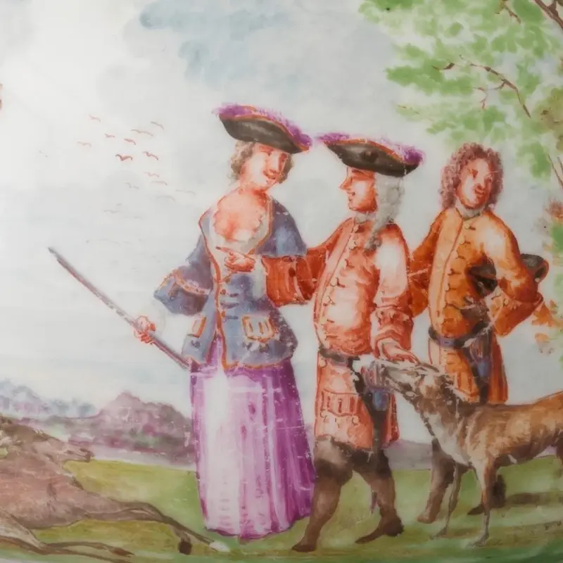 Foto, Teekanne mit Jagddarstellung