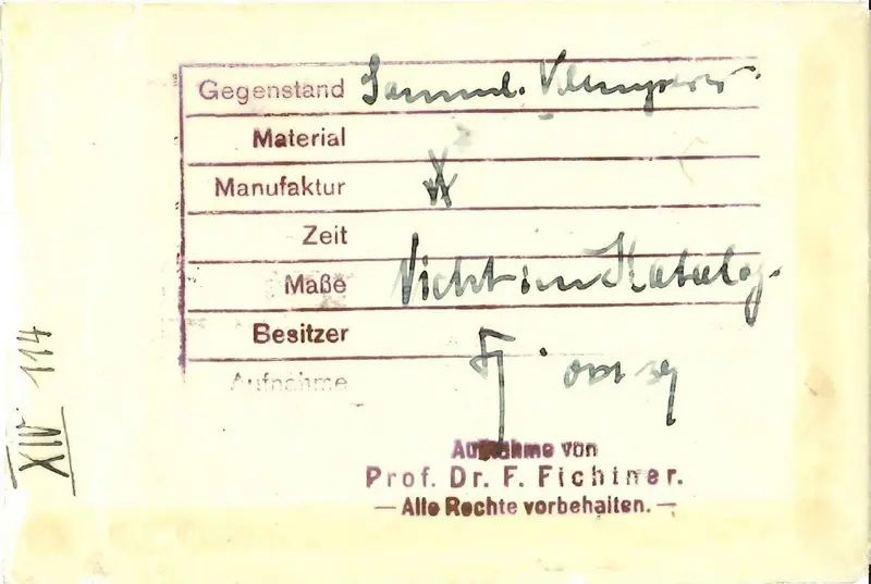 Fotohülle zur einer Aufnahme von Fritz Fichtner, Oktober 1939