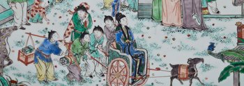 Detail einer mit Personen bemalten chinesischen Schale 
