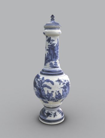 Screenshot, unterglasurblau bemalte Vase mit Chinoiseriedekor
