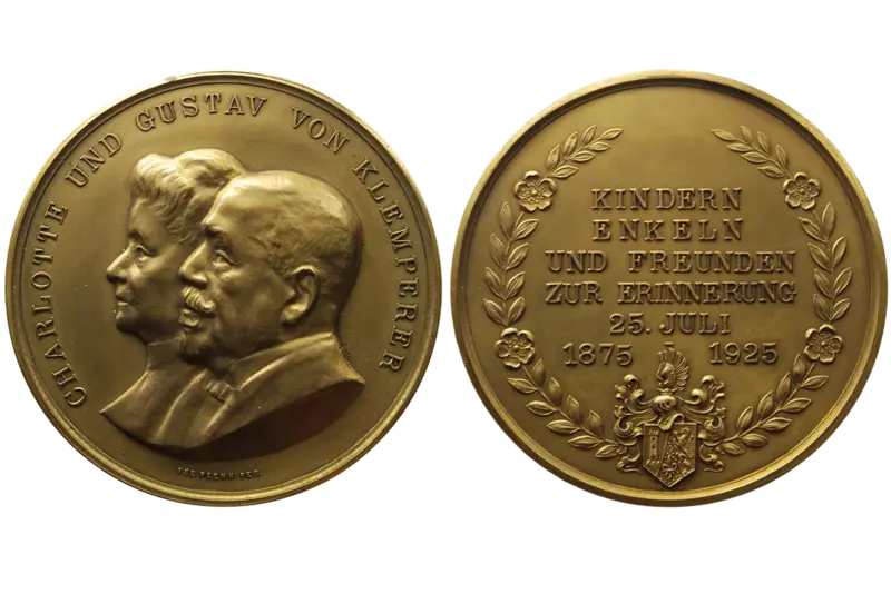 Medal commemorating the golden wedding anniversary of Gustav and Charlotte von Klemperer, 1925